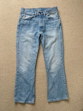 Levi's 517 Orange Tab Blue Jeans Light Wash High Rise Cropped Size 28